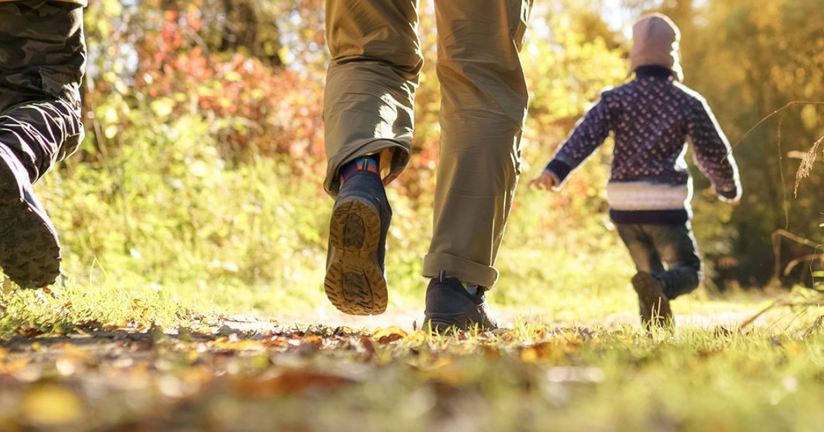 Family walking low shot